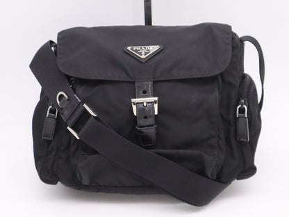 PRADA Nylon Triangle Logo Shoulder Bag Black SV Hardware Shoulder Bag