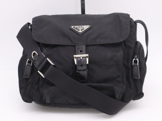 PRADA Nylon Triangle Logo Shoulder Bag Black SV Hardware Shoulder Bag