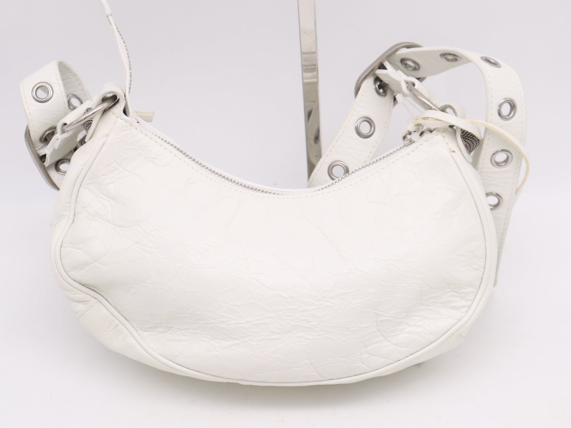 BALENCIAGA 671309 Leather Kagor XS Shoulder Bag White with Mirror and Storage Bag Shoulder Bag