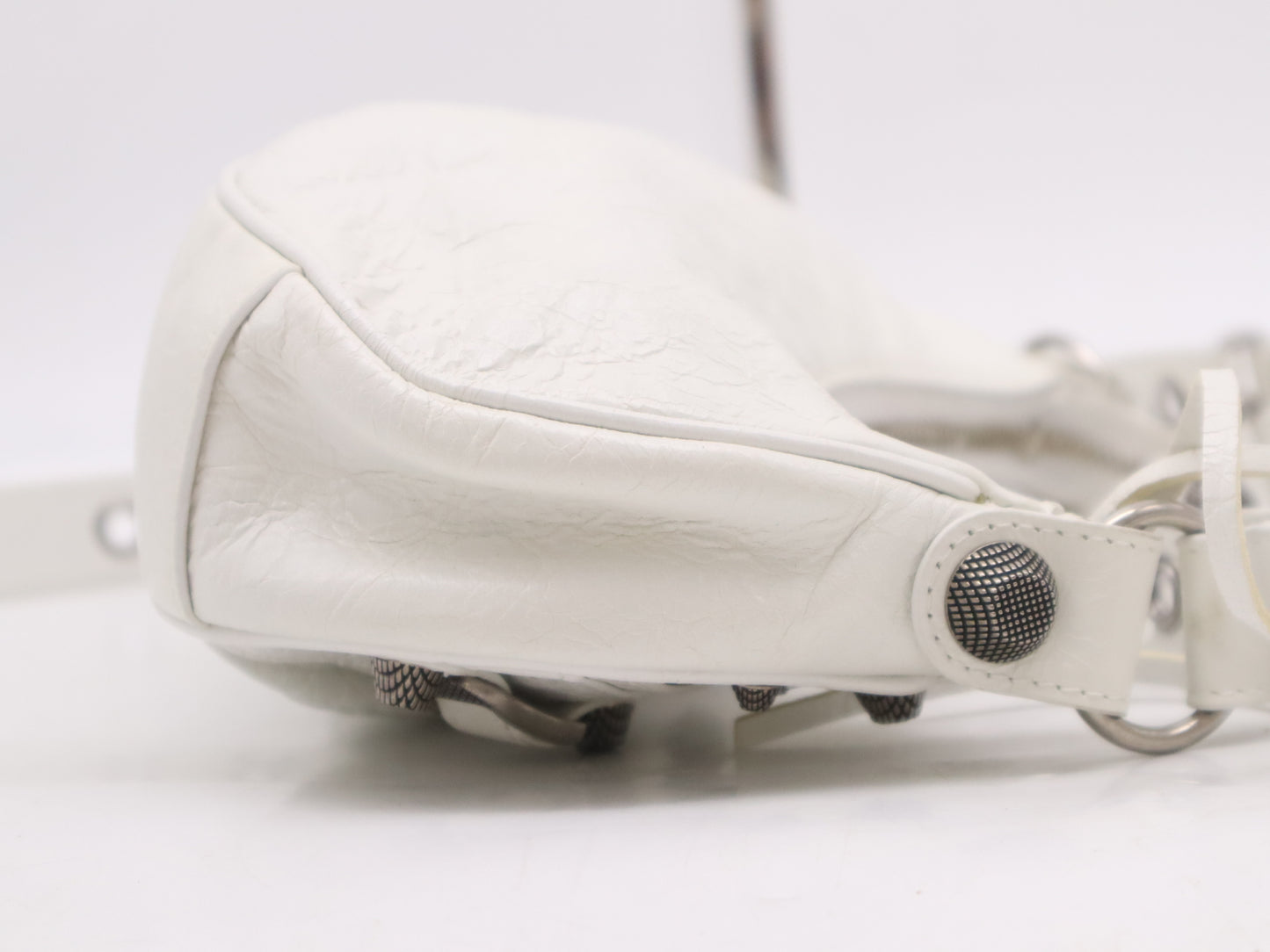 BALENCIAGA 671309 Leather Kagor XS Shoulder Bag White with Mirror and Storage Bag Shoulder Bag