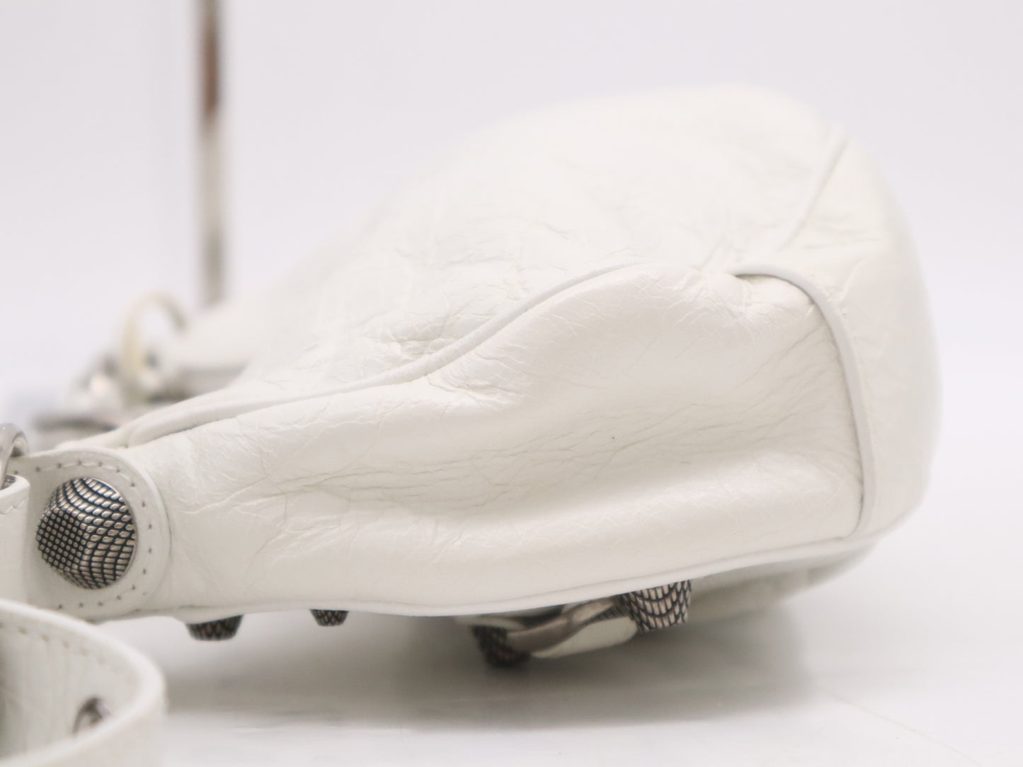 BALENCIAGA 671309 Leather Kagor XS Shoulder Bag White with Mirror and Storage Bag Shoulder Bag