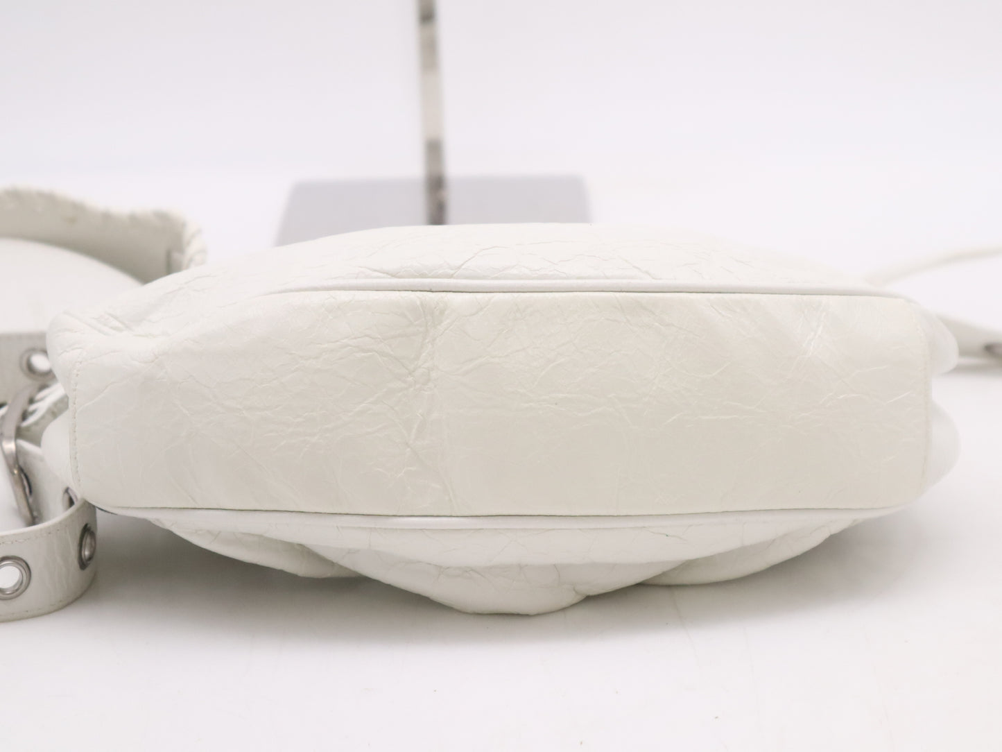 BALENCIAGA 671309 Leather Kagor XS Shoulder Bag White with Mirror and Storage Bag Shoulder Bag