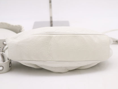 BALENCIAGA 671309 Leather Kagor XS Shoulder Bag White with Mirror and Storage Bag Shoulder Bag