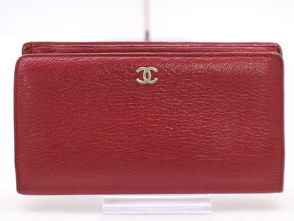 CHANEL Leather Bi-Fold Long Wallet Red Seal 5799797 Wallet