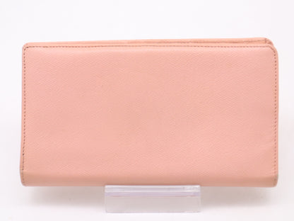 CHANEL Leather Coco Button Bi-Fold Long Wallet Pink Seal 9556266 Wallet