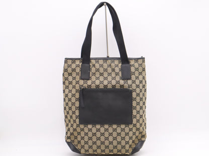 GUCCI 019/0401GG Canvas Tote Bag Brown Black Tote Bag