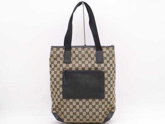 GUCCI 019/0401GG Canvas Tote Bag Brown Black Tote Bag