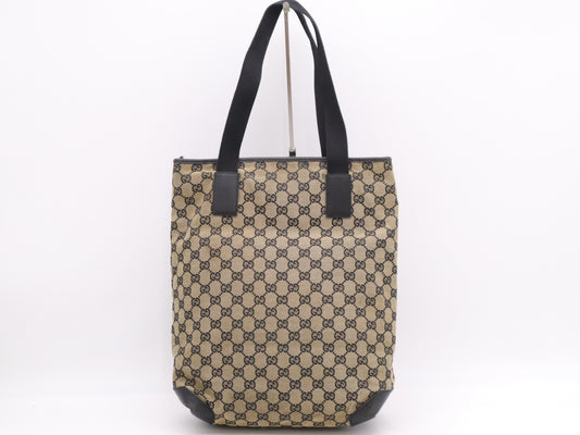 GUCCI 019/0401GG Canvas Tote Bag Brown Black Tote Bag