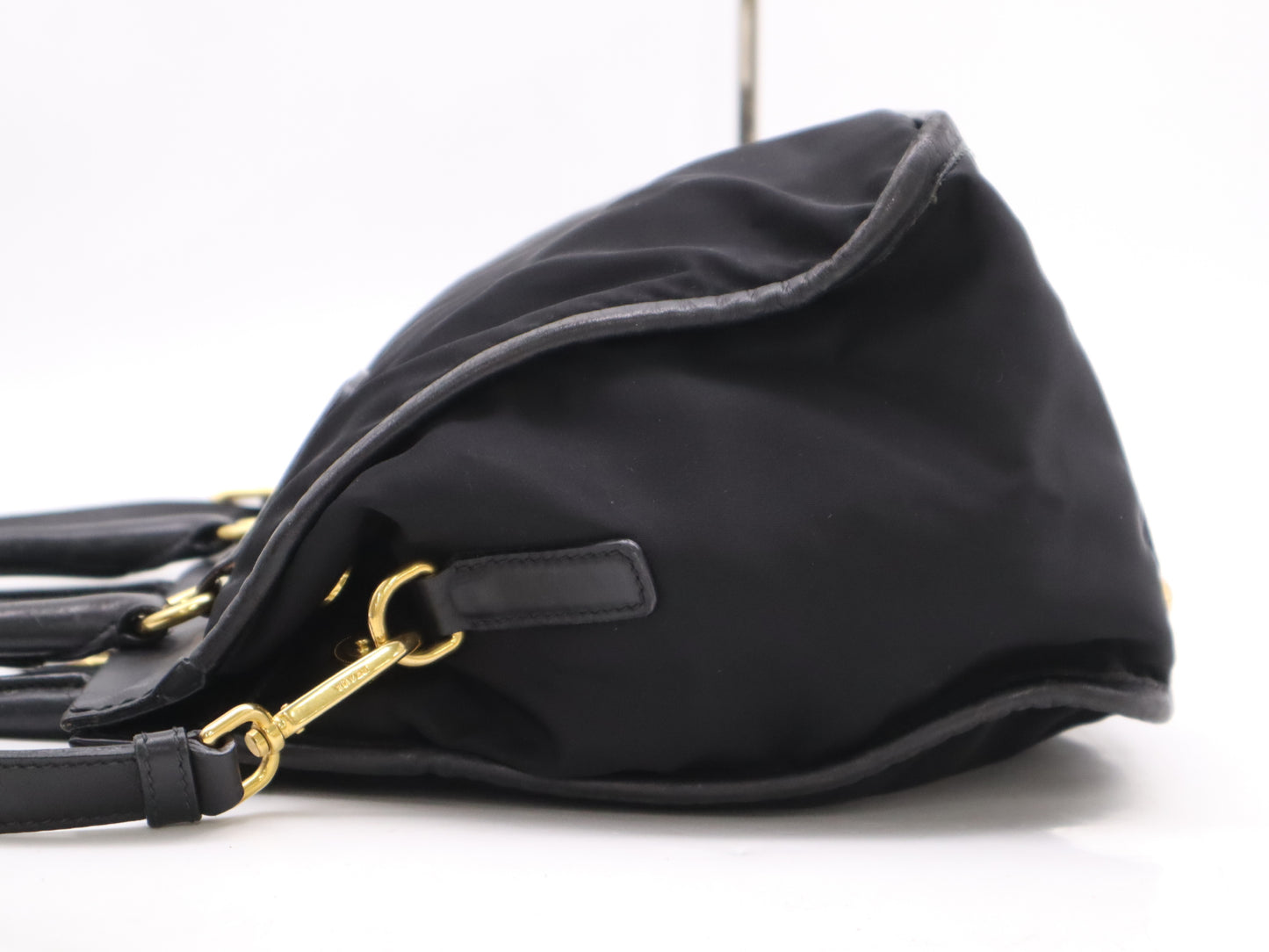 PRADA Tesuto/Leather 2-Way Bag Black GD Fittings with Shoulder Strap & Name Tag White Tag 110 Shoulder Bag