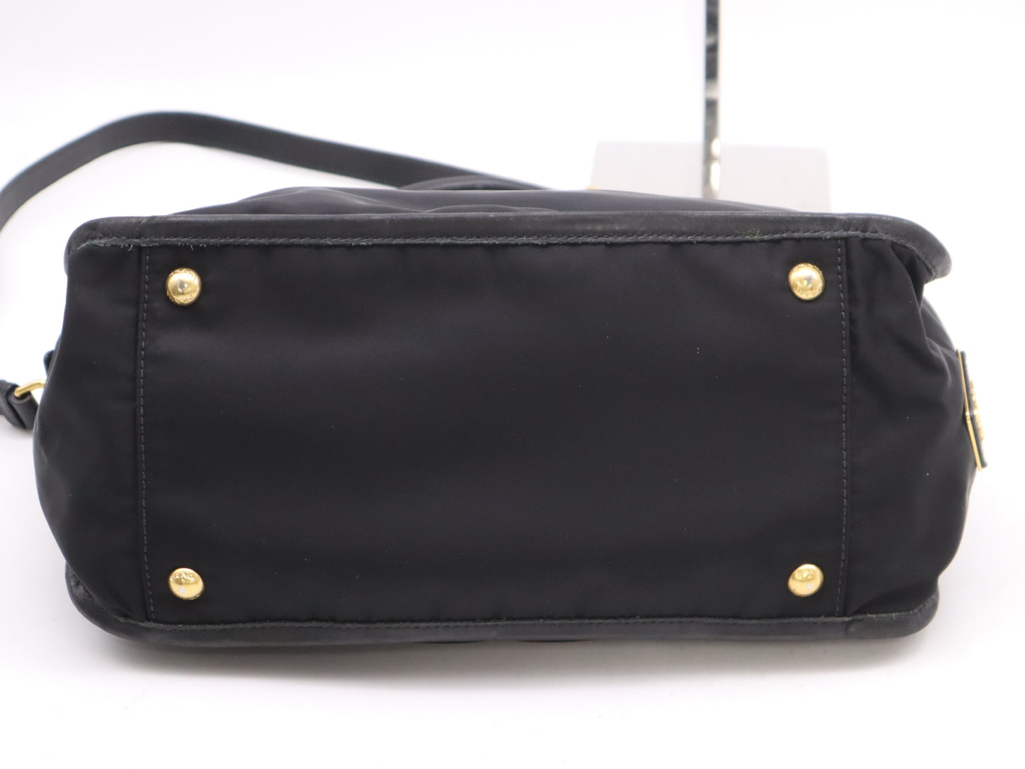 PRADA Tesuto/Leather 2-Way Bag Black GD Fittings with Shoulder Strap & Name Tag White Tag 110 Shoulder Bag