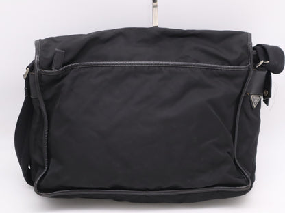PRADA Nylon Messenger Bag Black White Tag 135 Shoulder Bag