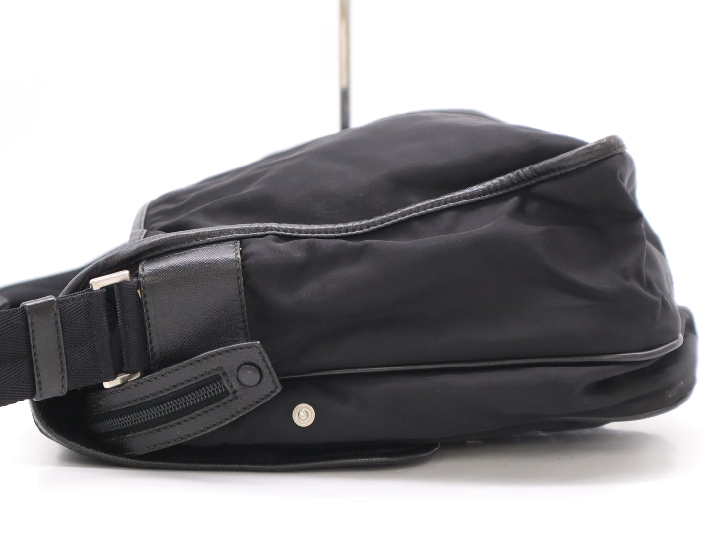 PRADA Nylon Messenger Bag Black White Tag 135 Shoulder Bag