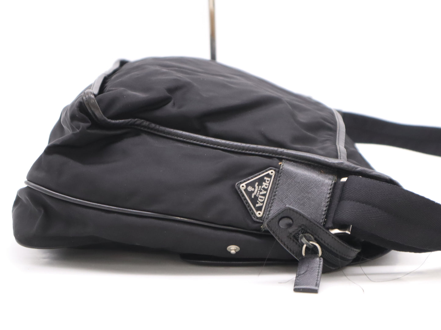 PRADA Nylon Messenger Bag Black White Tag 135 Shoulder Bag