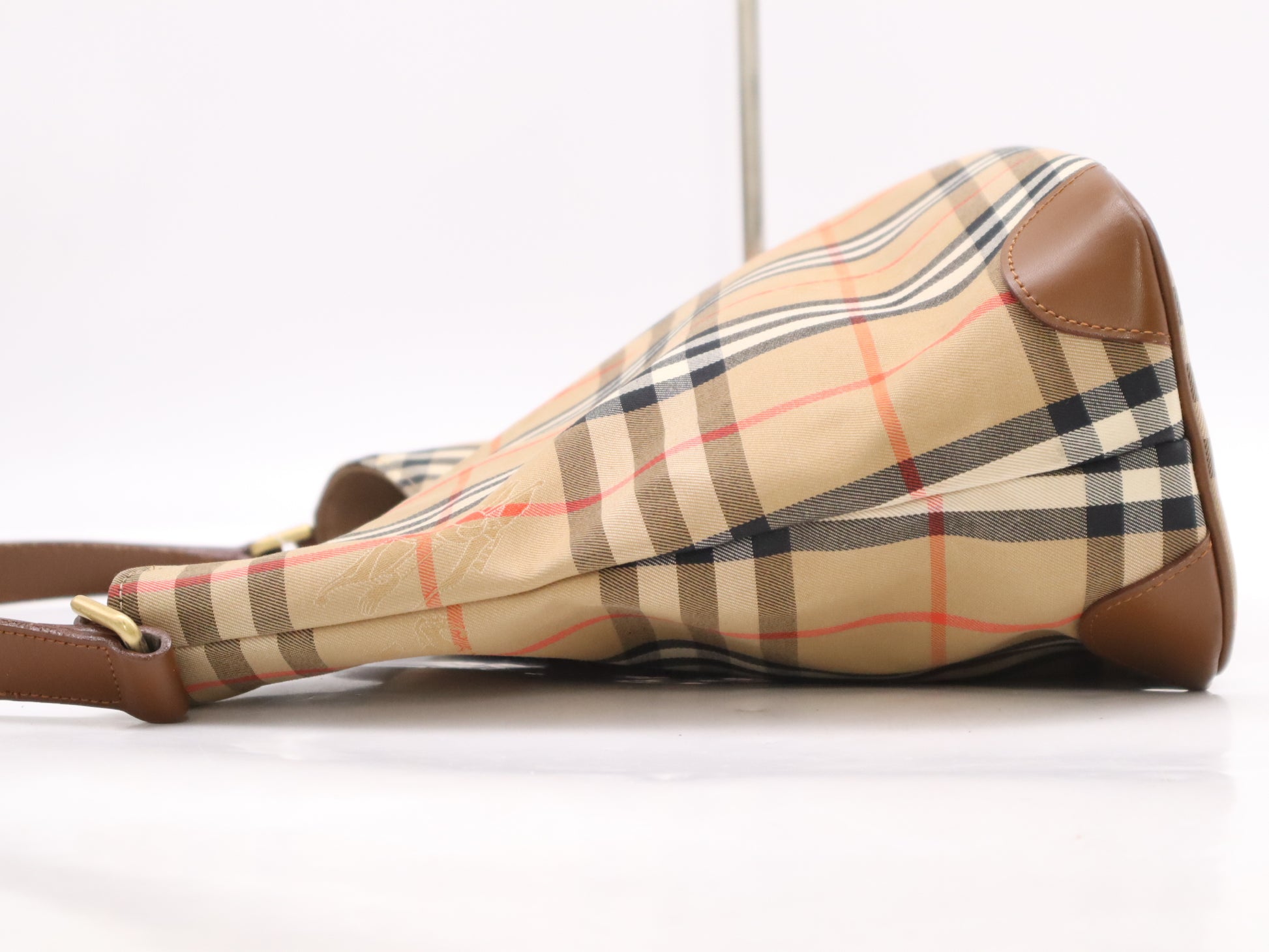 BURBERRY Nylon/Leather Nova Check One Shoulder Beige Shoulder Bag