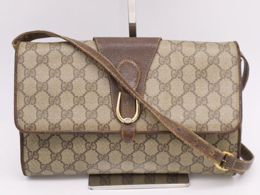 GUCCI GG Supreme Shoulder Bag Beige Brown Shoulder Bag
