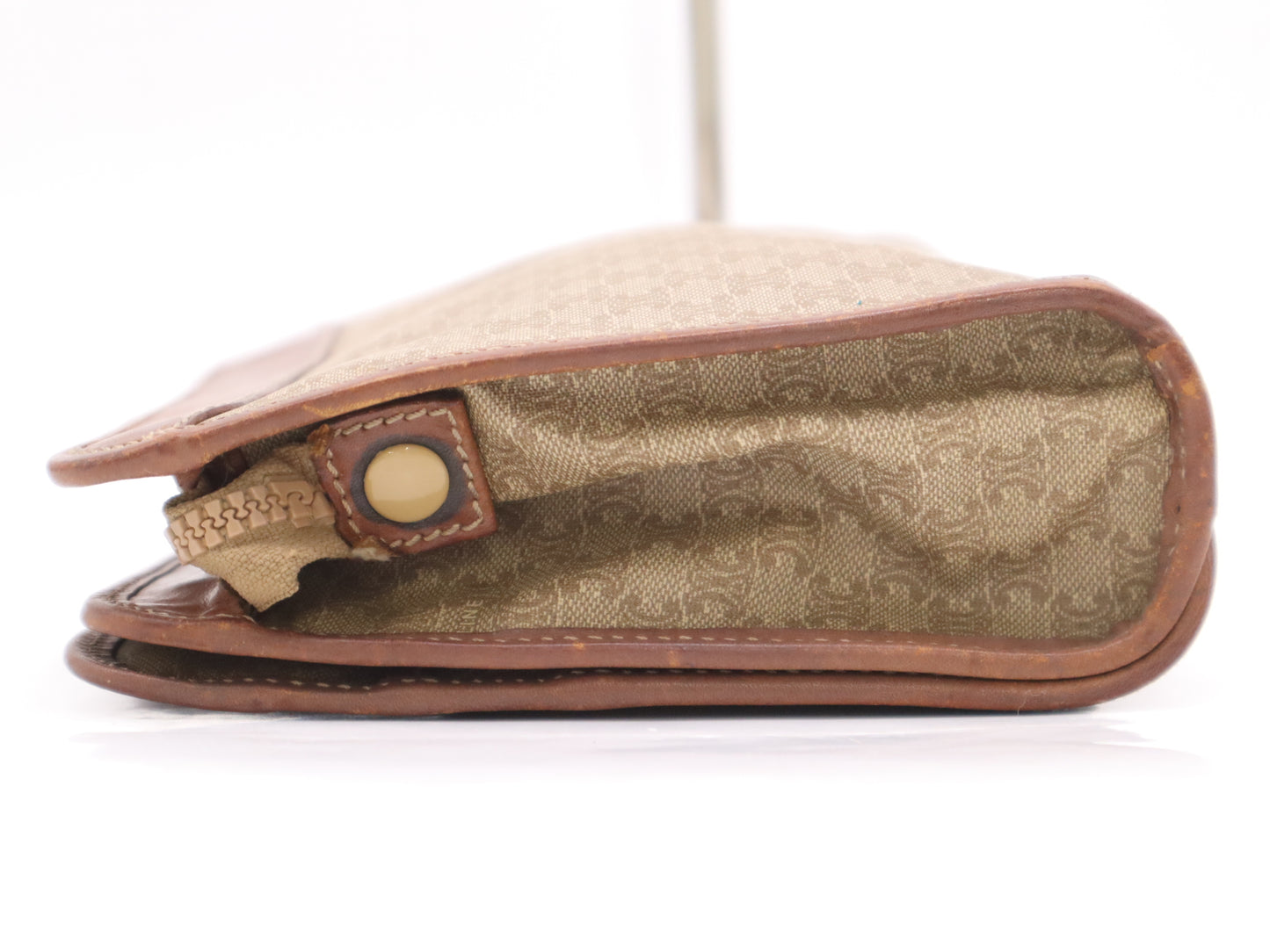 CELINE Canvas/Leather Macadam Clutch Bag Beige Brown Clutch Bag