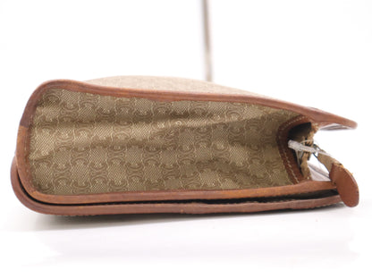 CELINE Canvas/Leather Macadam Clutch Bag Beige Brown Clutch Bag