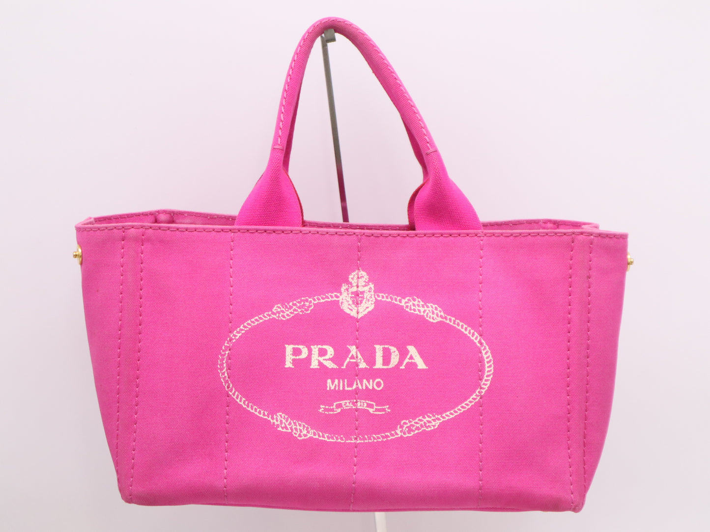 PRADA Canvas Canapa Tote, Pink, GD Hardware, White Tag, 197/B Tote Bag