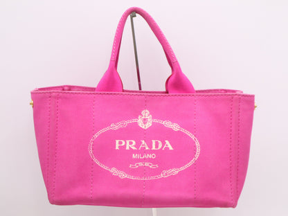 PRADA Canvas Canapa Tote, Pink, GD Hardware, White Tag, 197/B Tote Bag