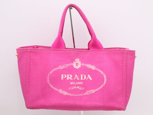 PRADA Canvas Canapa Tote, Pink, GD Hardware, White Tag, 197/B Tote Bag