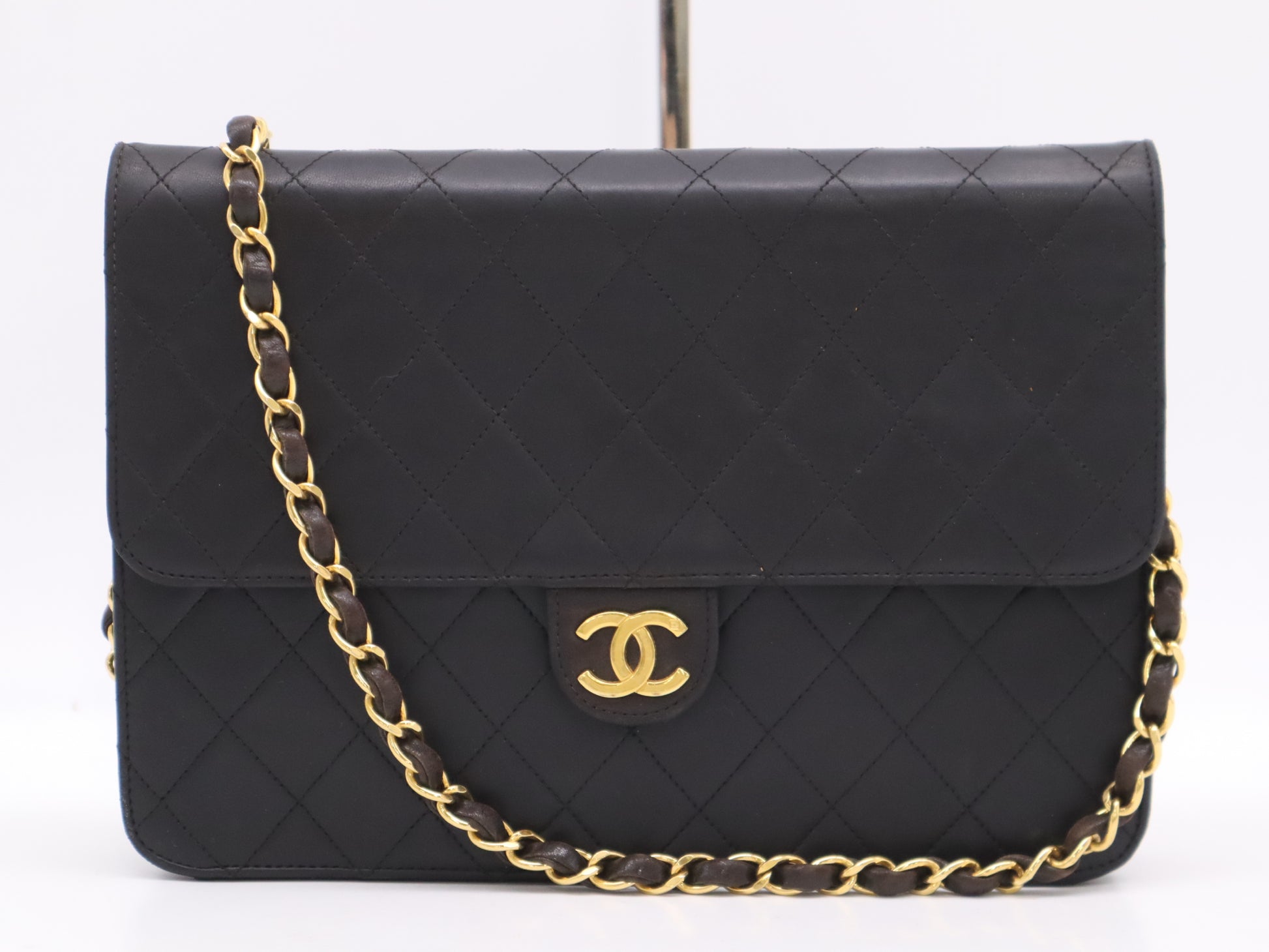 CHANEL Lambskin Matlasse 25 S Flap S Chain GD Hardware Black Seal 5725010 Shoulder Bag