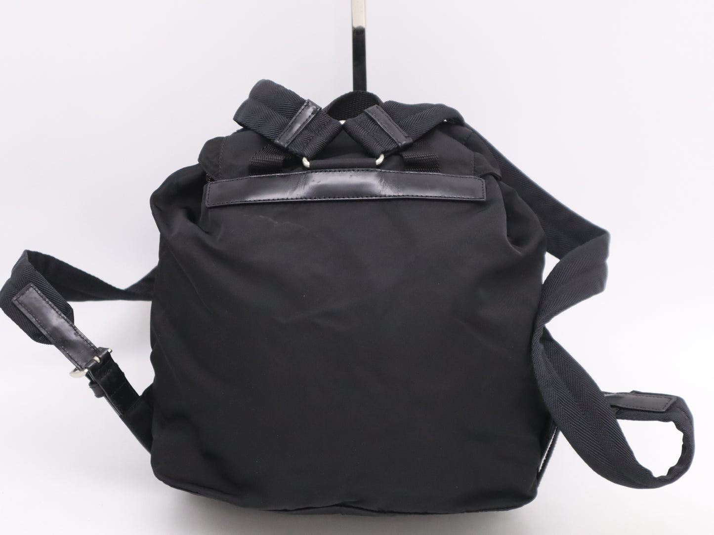 PRADA 1BZ677 Nylon Triangle Logo Backpack Black SV Hardware Rucksack
