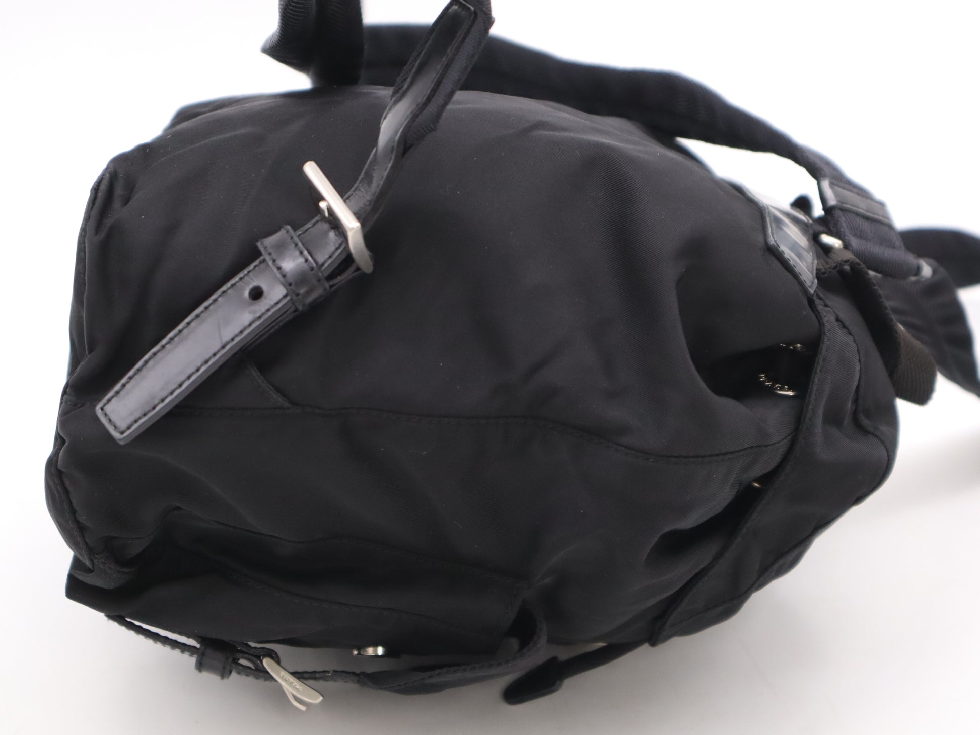 PRADA 1BZ677 Nylon Triangle Logo Backpack Black SV Hardware Rucksack