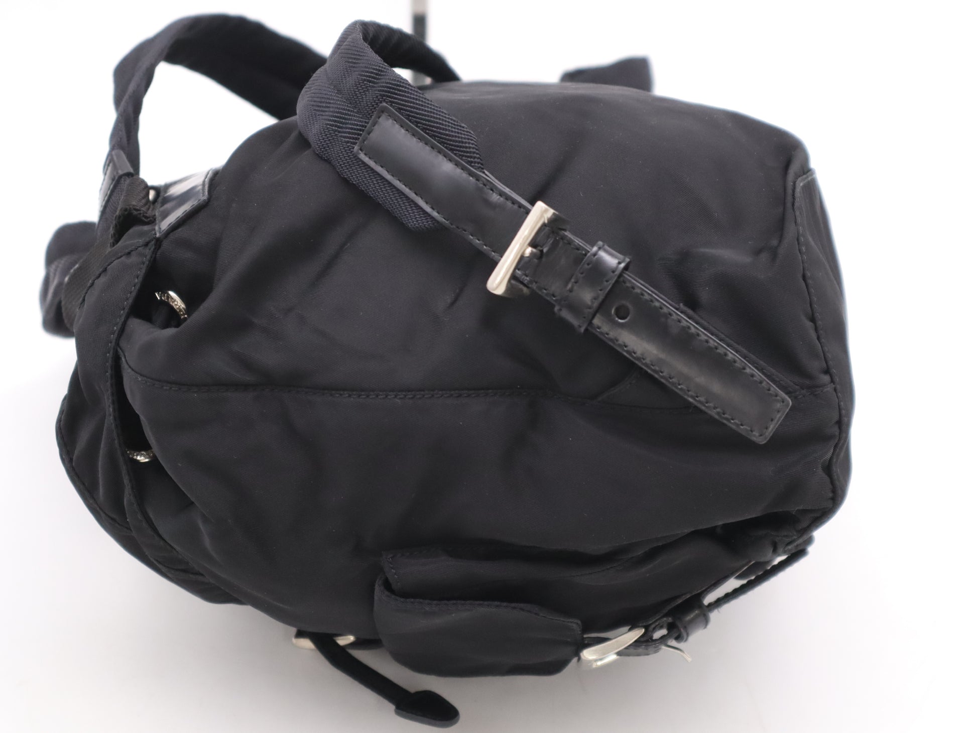 PRADA 1BZ677 Nylon Triangle Logo Backpack Black SV Hardware Rucksack