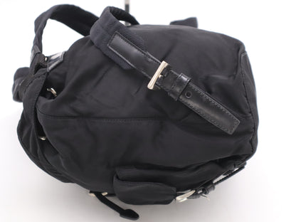 PRADA 1BZ677 Nylon Triangle Logo Backpack Black SV Hardware Rucksack