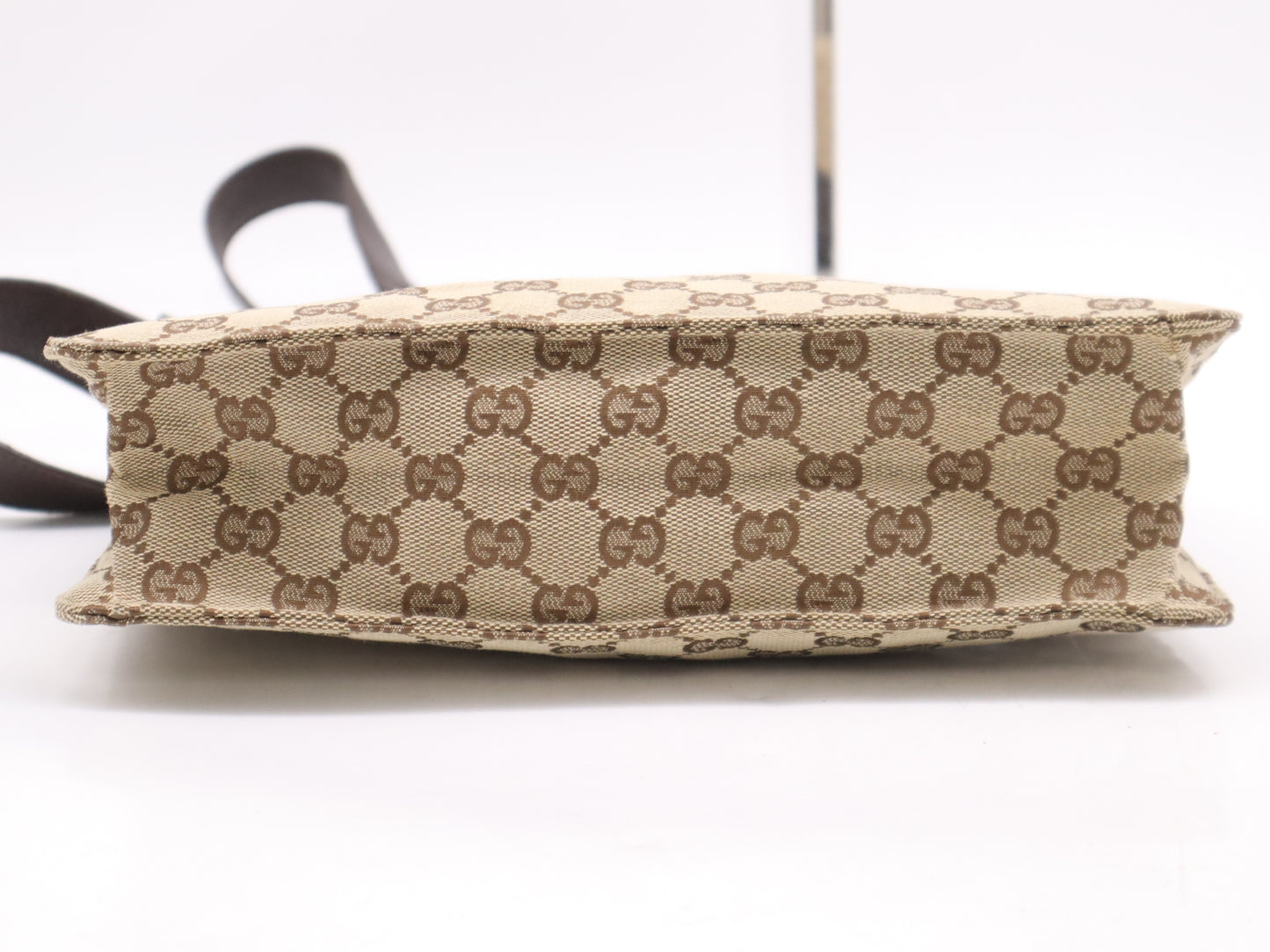 GUCCI 120841 Canvas x Leather GG Canvas Shoulder Bag Beige Brown SV Hardware Shoulder Bag