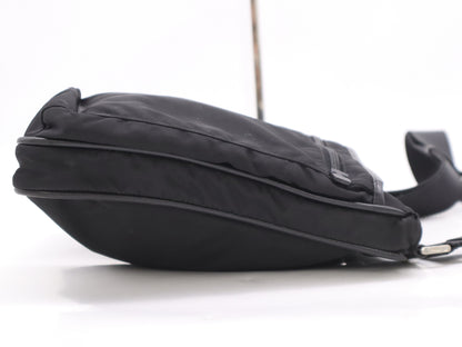 PRADA VA0251 Nylon Triangle Logo Shoulder Bag Black Shoulder Bag