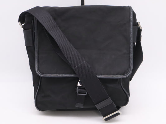 PRADA Nylon Triangle Logo Shoulder Bag Black Shoulder Bag
