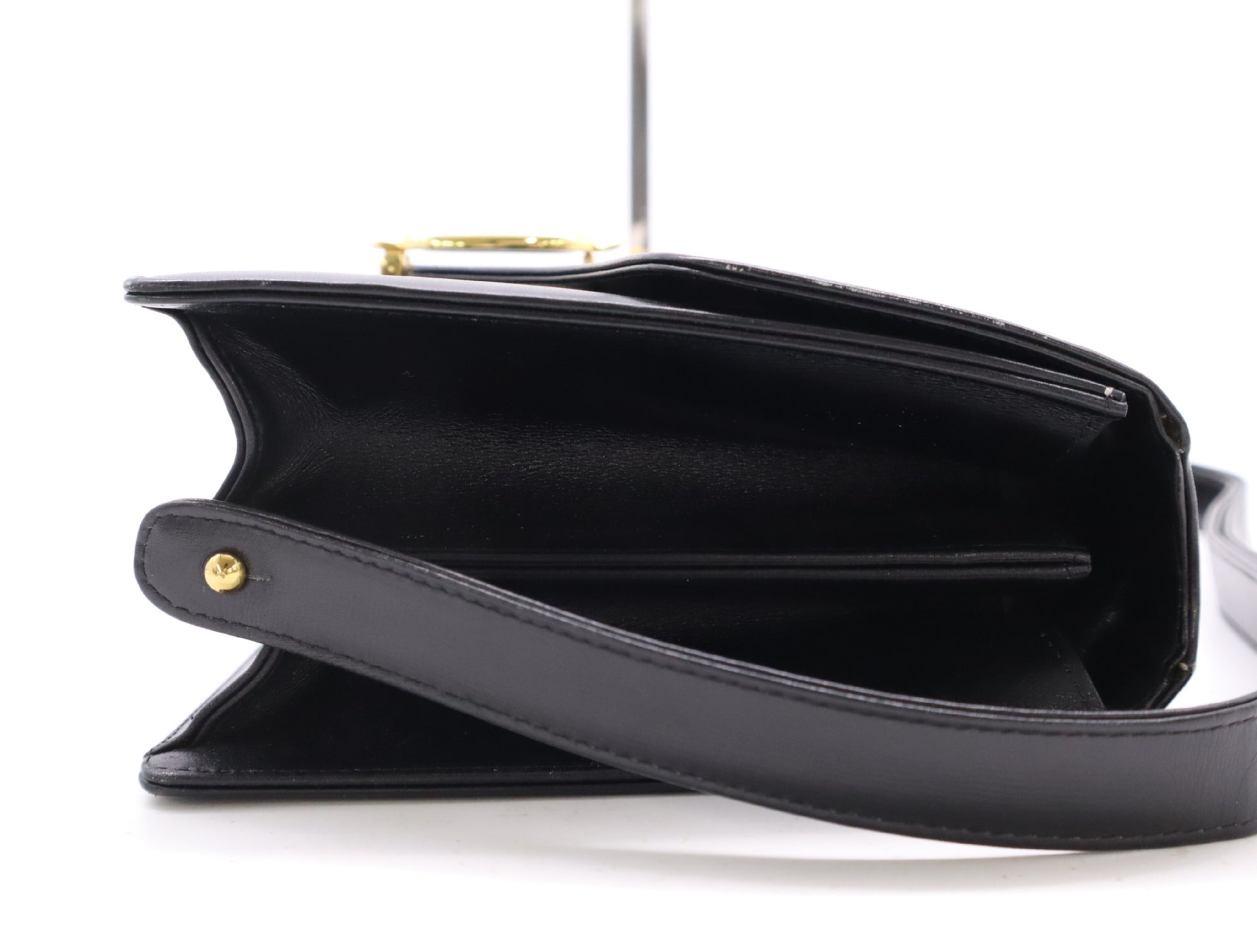 CELINE Leather One-Shoulder Bag with Horse-Drawn Carriage Hardware, Black