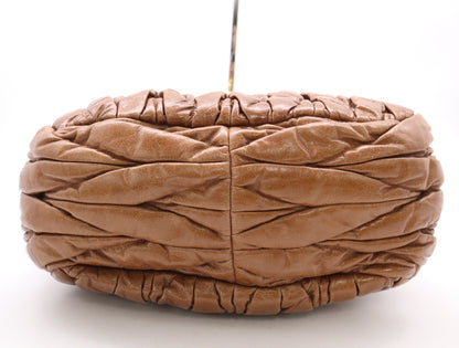 Miu Miu Leather Matelassé Handbag, Brown, GD Hardware, Key and Cloche Included