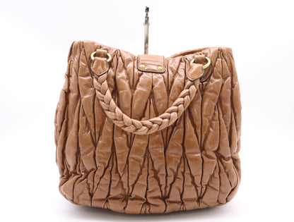 Miu Miu Leather Matelassé Handbag, Brown, GD Hardware, Key and Cloche Included