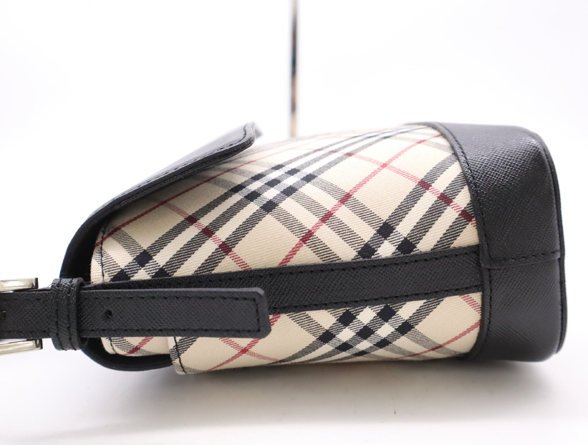 BURBERRY Canvas x Leather Nova Check Shoulder Bag Black SV Fittings Shoulder Bag