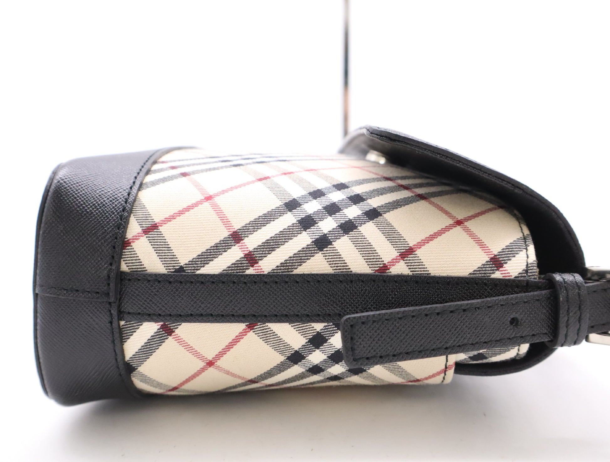 BURBERRY Canvas x Leather Nova Check Shoulder Bag Black SV Fittings Shoulder Bag