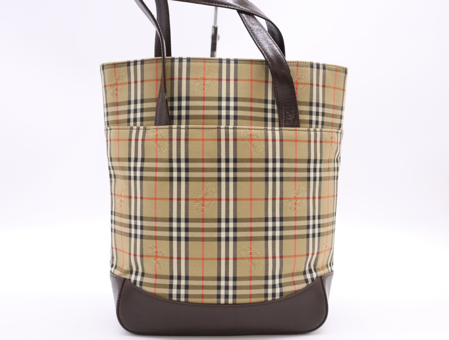 BURBERRY Canvas x Leather Nova Check Tote Bag Brown Tote Bag