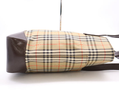 BURBERRY Canvas x Leather Nova Check Tote Bag Brown Tote Bag