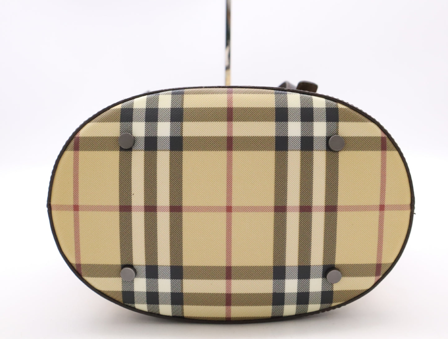 BURBERRY PVC x Leather Nova Check Tote Bag, Beige/Brown, with Dust Bag