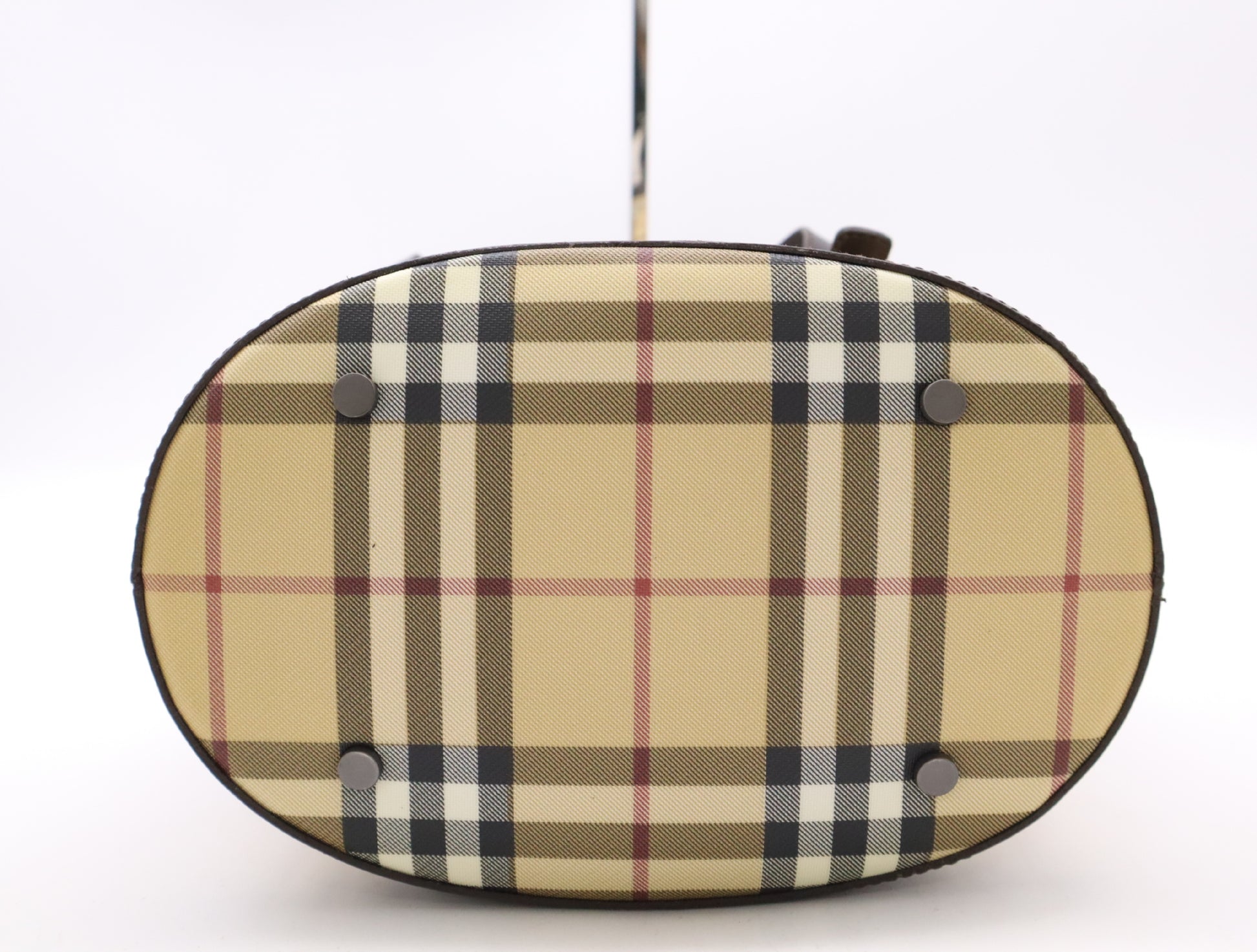 BURBERRY PVC x Leather Nova Check Tote Bag, Beige/Brown, with Dust Bag