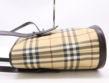 BURBERRY PVC x Leather Nova Check Tote Bag, Beige/Brown, with Dust Bag
