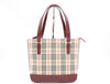 BURBERRY PVC x Leather Nova Check Handbag Beige Bordeaux Handbag