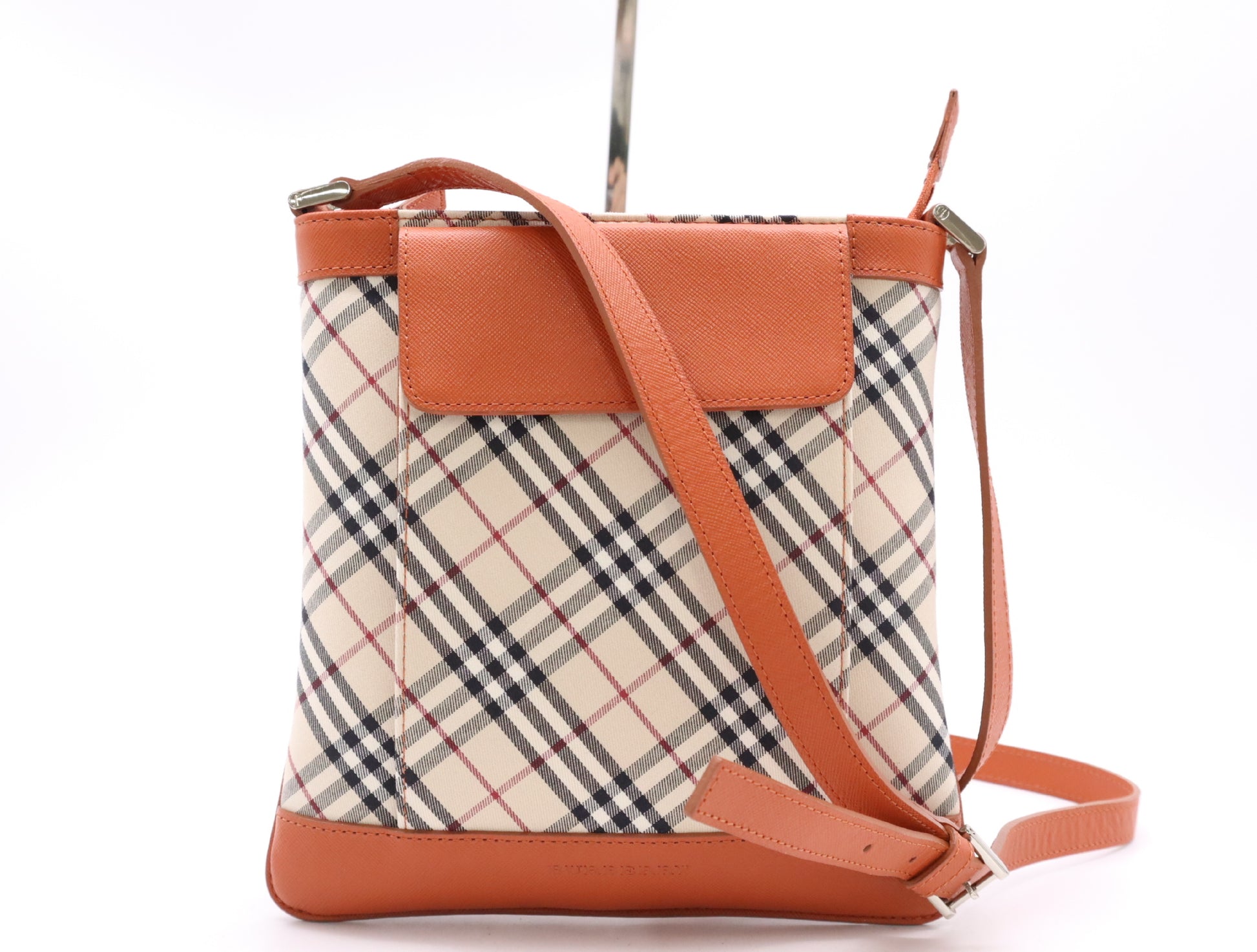 BURBERRY Canvas x Leather Nova Check Shoulder Bag Beige Orange Shoulder Bag