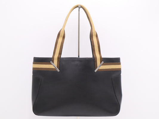 GUCCI 002/1135 Leather Tote Bag Black Handbag