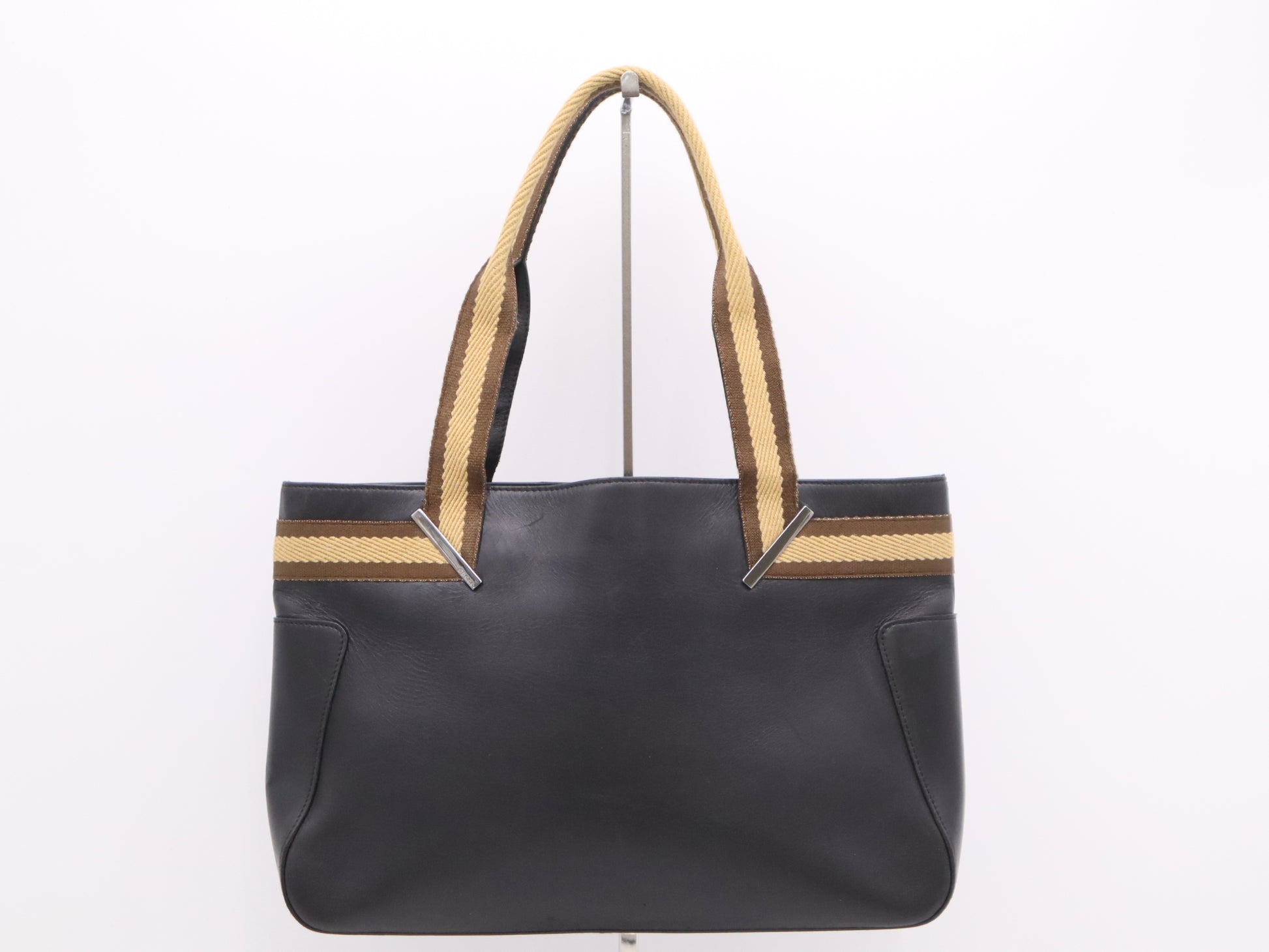 GUCCI 002/1135 Leather Tote Bag Black Handbag