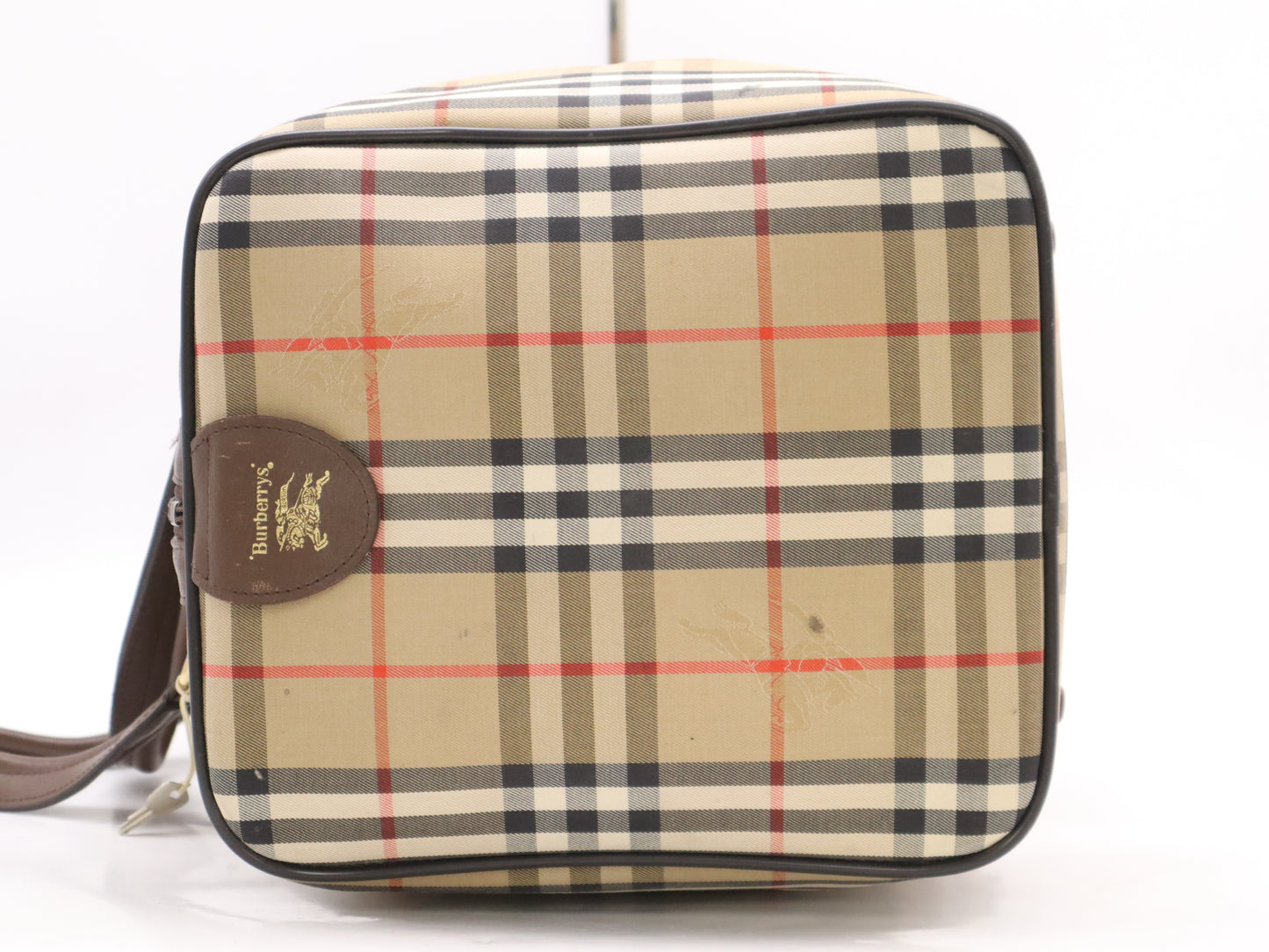 BURBERRY Canvas Leather Nova Check Boston Bag Beige Brown Boston Bag