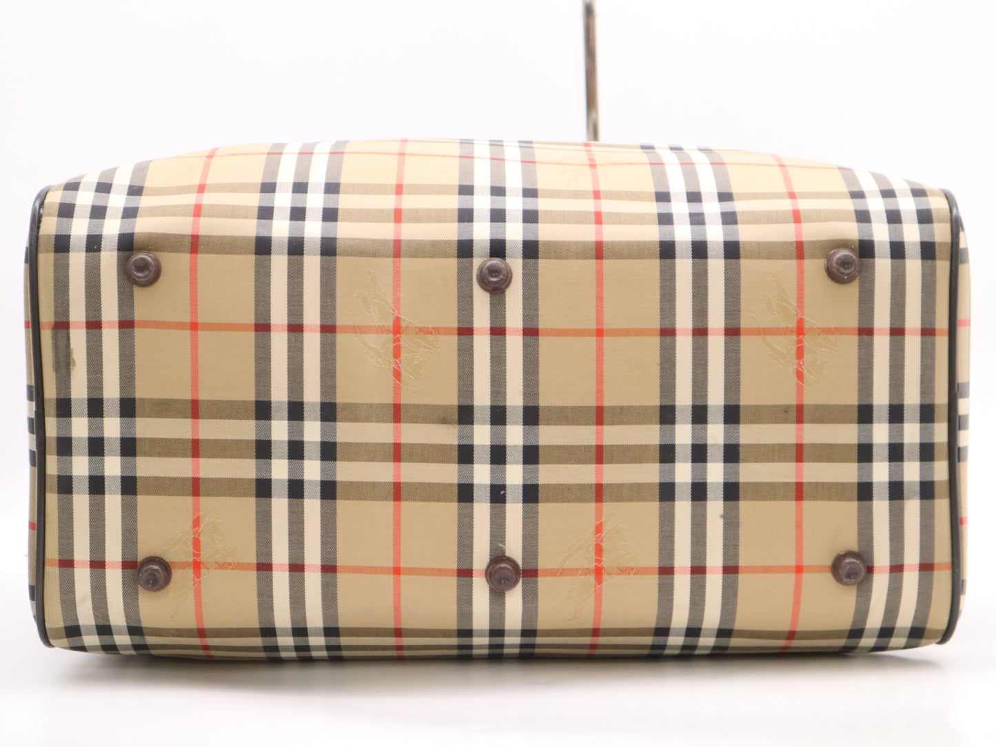 BURBERRY Canvas Leather Nova Check Boston Bag Beige Brown Boston Bag