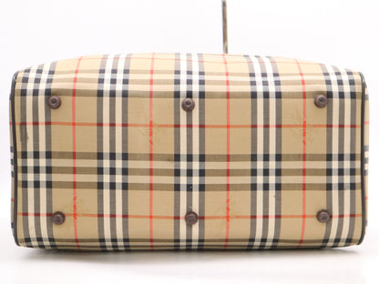 BURBERRY Canvas Leather Nova Check Boston Bag Beige Brown Boston Bag