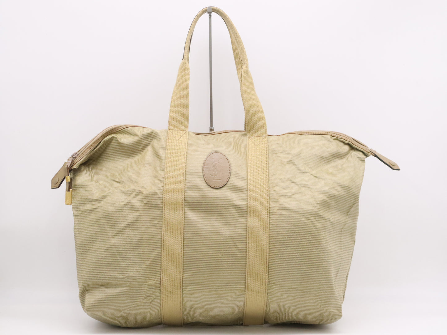 Yves Saint Laurent PVCx Canvas Logo Tote Bag Khaki Tote Bag